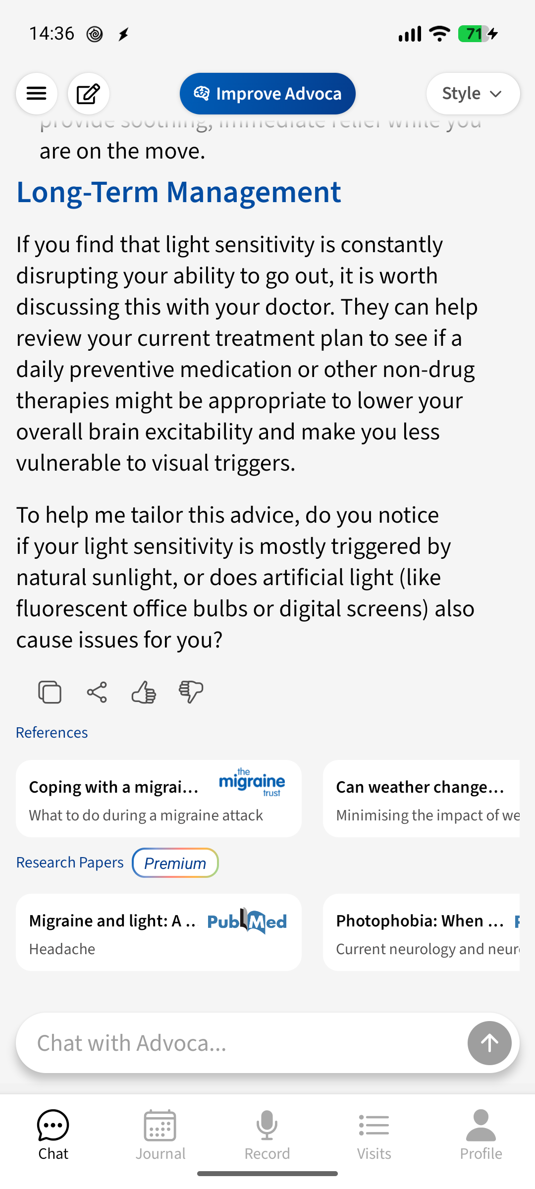 A PubMed search returned for your condition, in the research-review panel